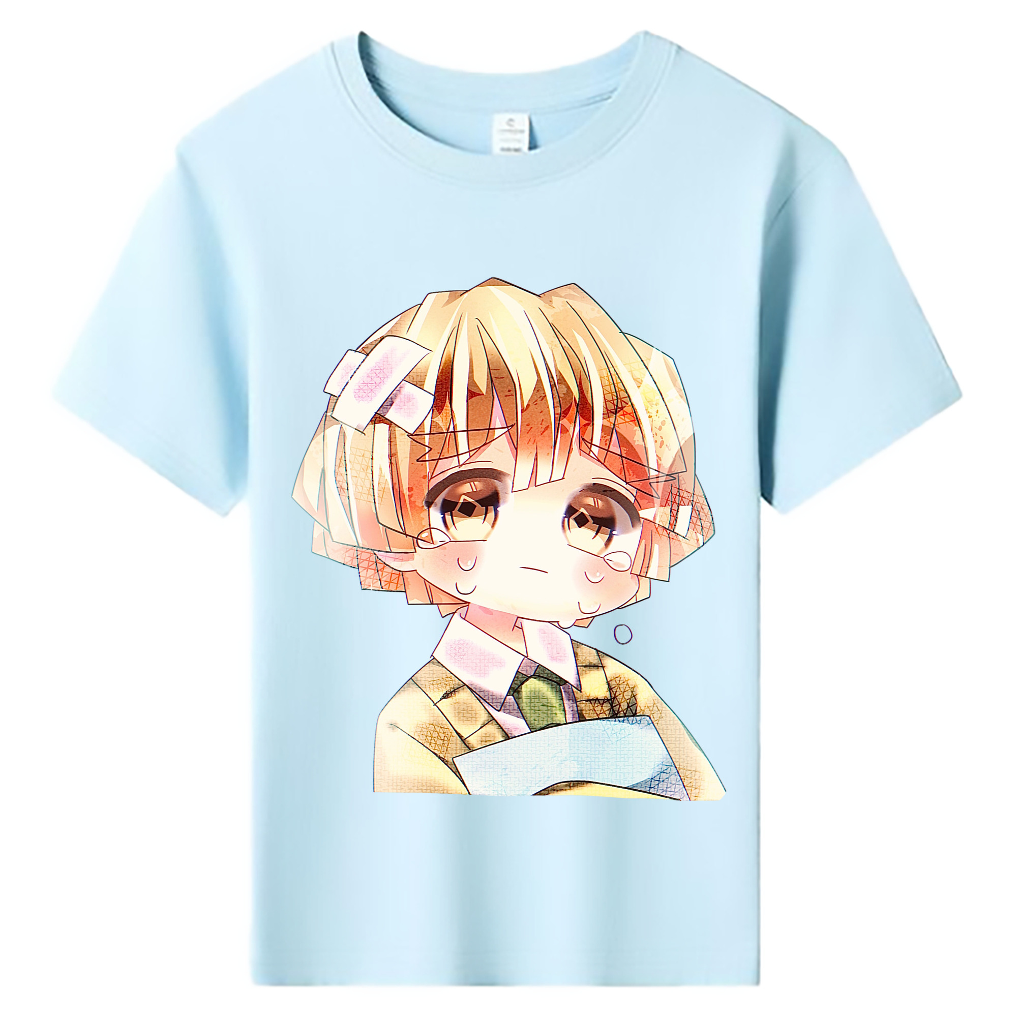 （画像用） 鬼滅の刃（きめつのやいば）我妻 善逸／あがつま ぜんいつ Agatsuma Zenitsu 綿100％キッズTシャツ（フロントプリント）